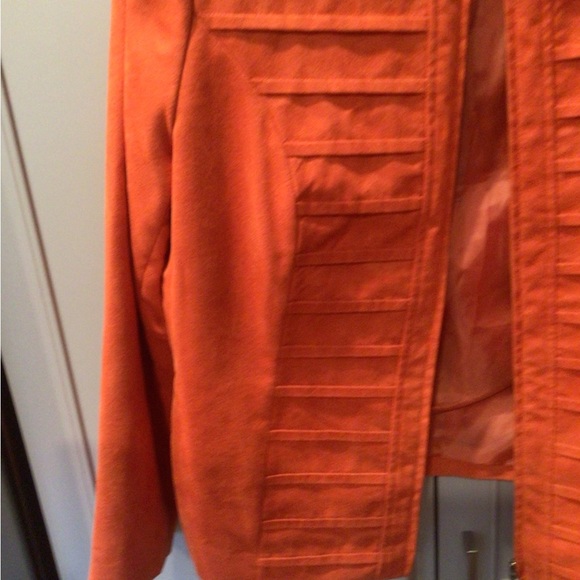 Tan Jay suede-like orange jacket/blazer with  bonus coordinating Tee - Picture 5 of 8
